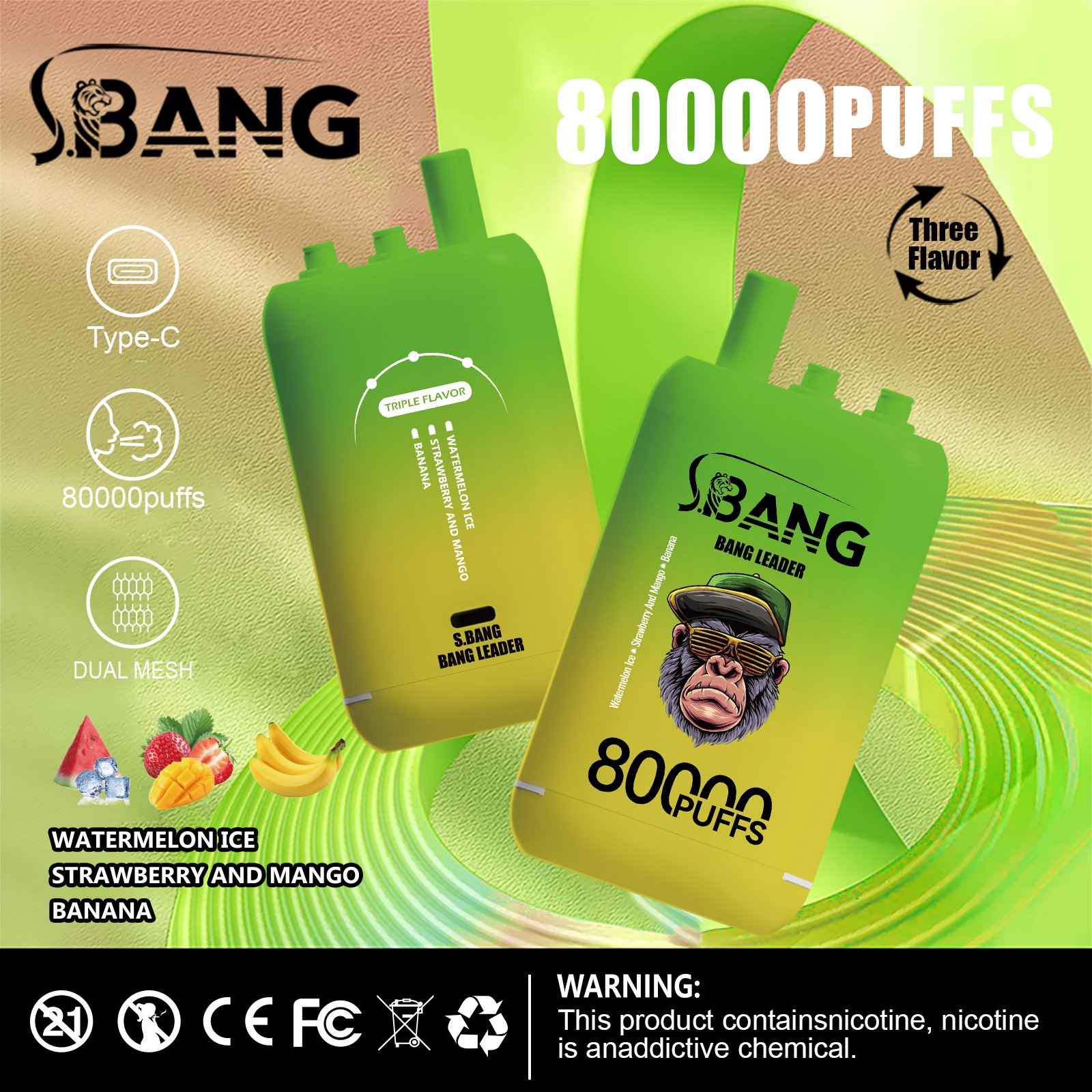 Bang Leader 80000 80K Puffs 3 in 1 Flavors Newest Original Rechargeable Disposable Vape - Image 7
