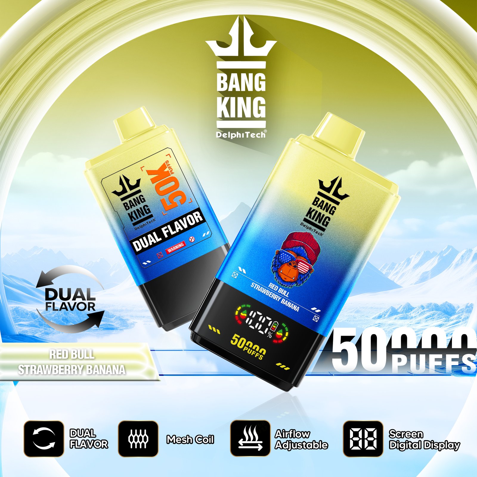 Bang King 50000 50k Puffs 2% 3% 5% Nicotine Double Taste LCD Display Disposable Vape - Image 17