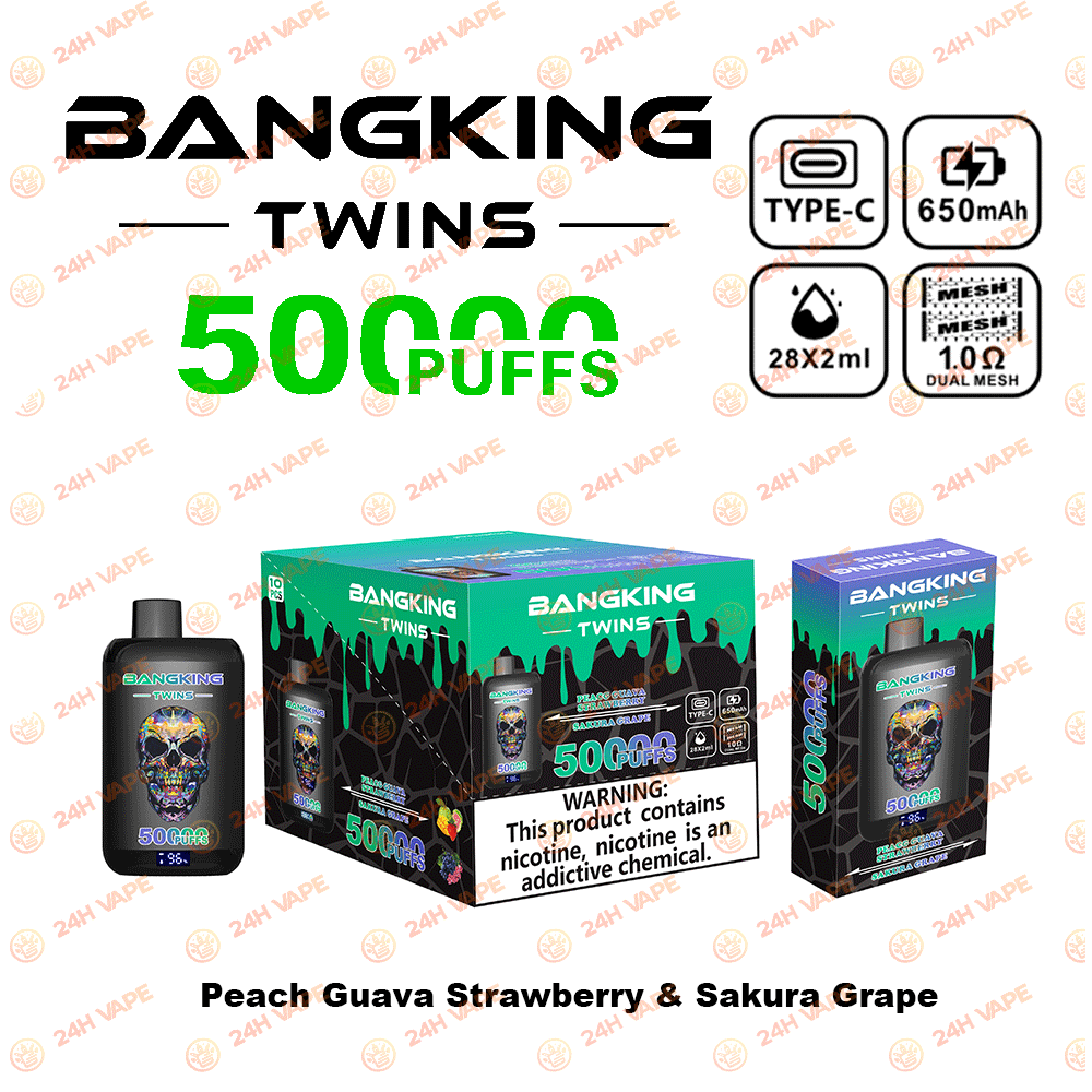 Bang King Twins 50000 50K Puffs 2% 3% 5% Nicotine Double Taste LED Display Disposable Vape - Image 15