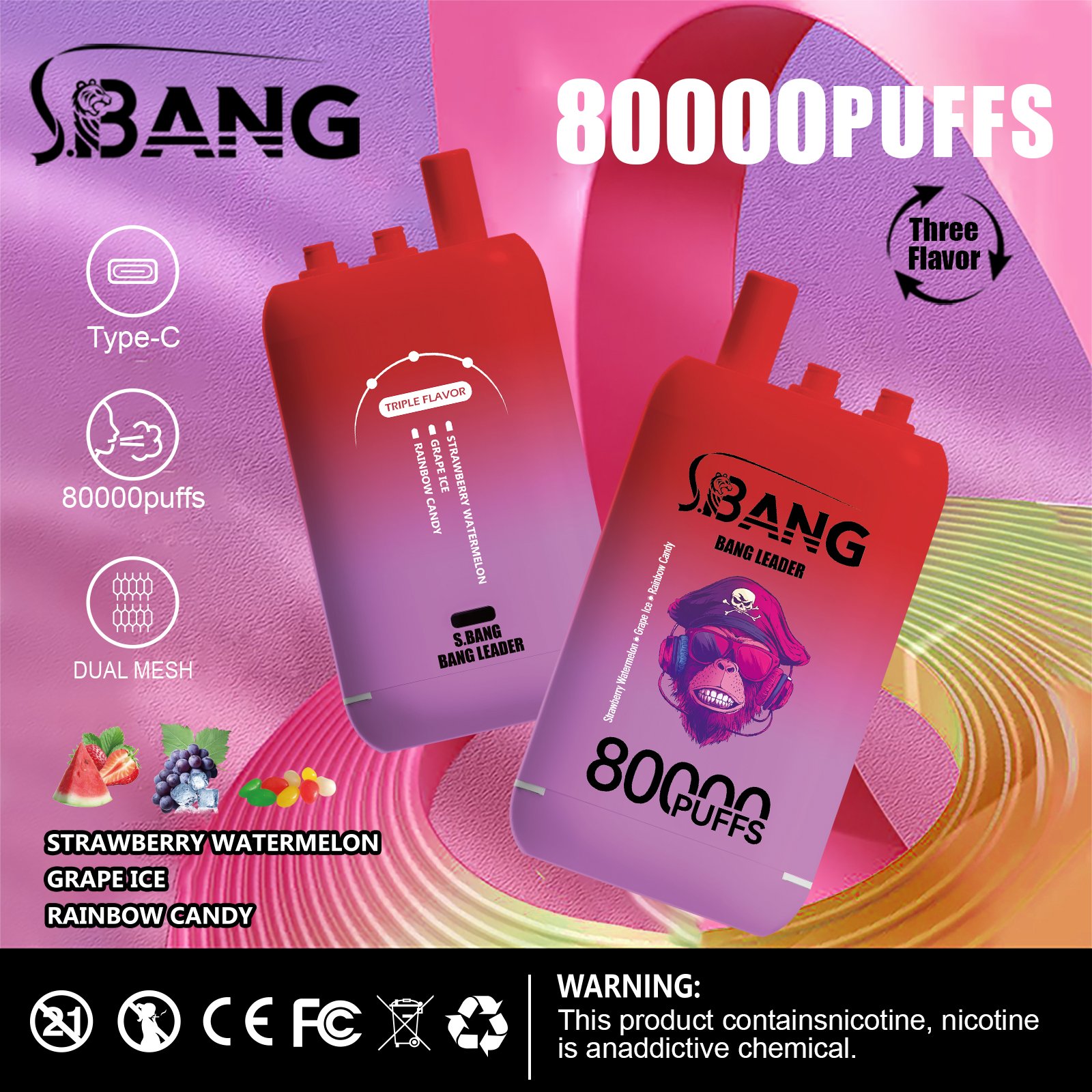 Bang Leader 80000 80K Puffs 3 in 1 Flavors Newest Original Rechargeable Disposable Vape - Image 11