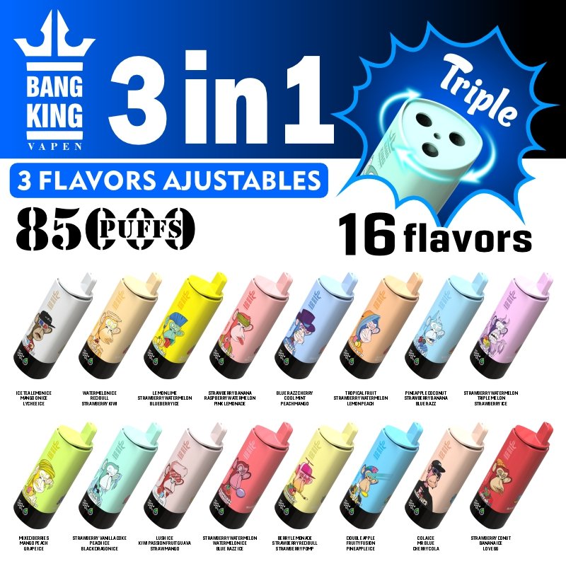 Bang King 85000 85k Puffs 3 in 1 Flavors Newest Original Rechargeable LCD Display Disposable Vape - Image 3