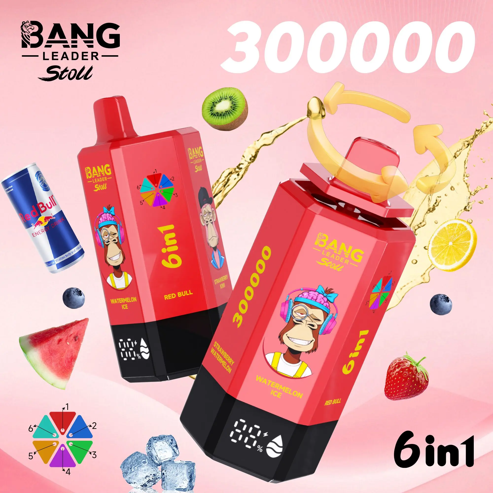 Bang Leader 300K 300000 Puffs 6-in-1 Flavors Rechargeable LED Display Disposable Vape - Image 6