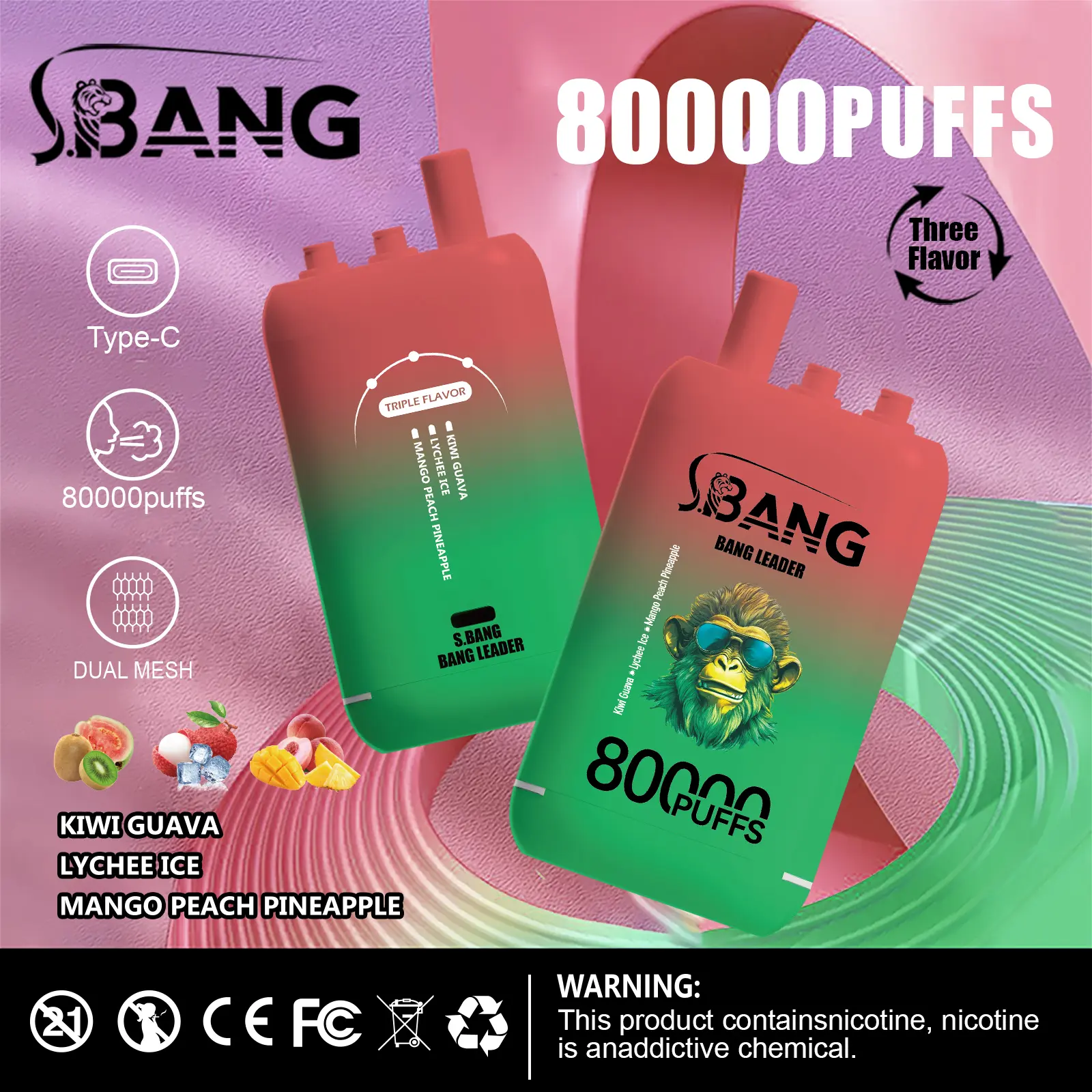 Bang Leader 80000 80K Puffs 3 in 1 Flavors Newest Original Rechargeable Disposable Vape - Image 20